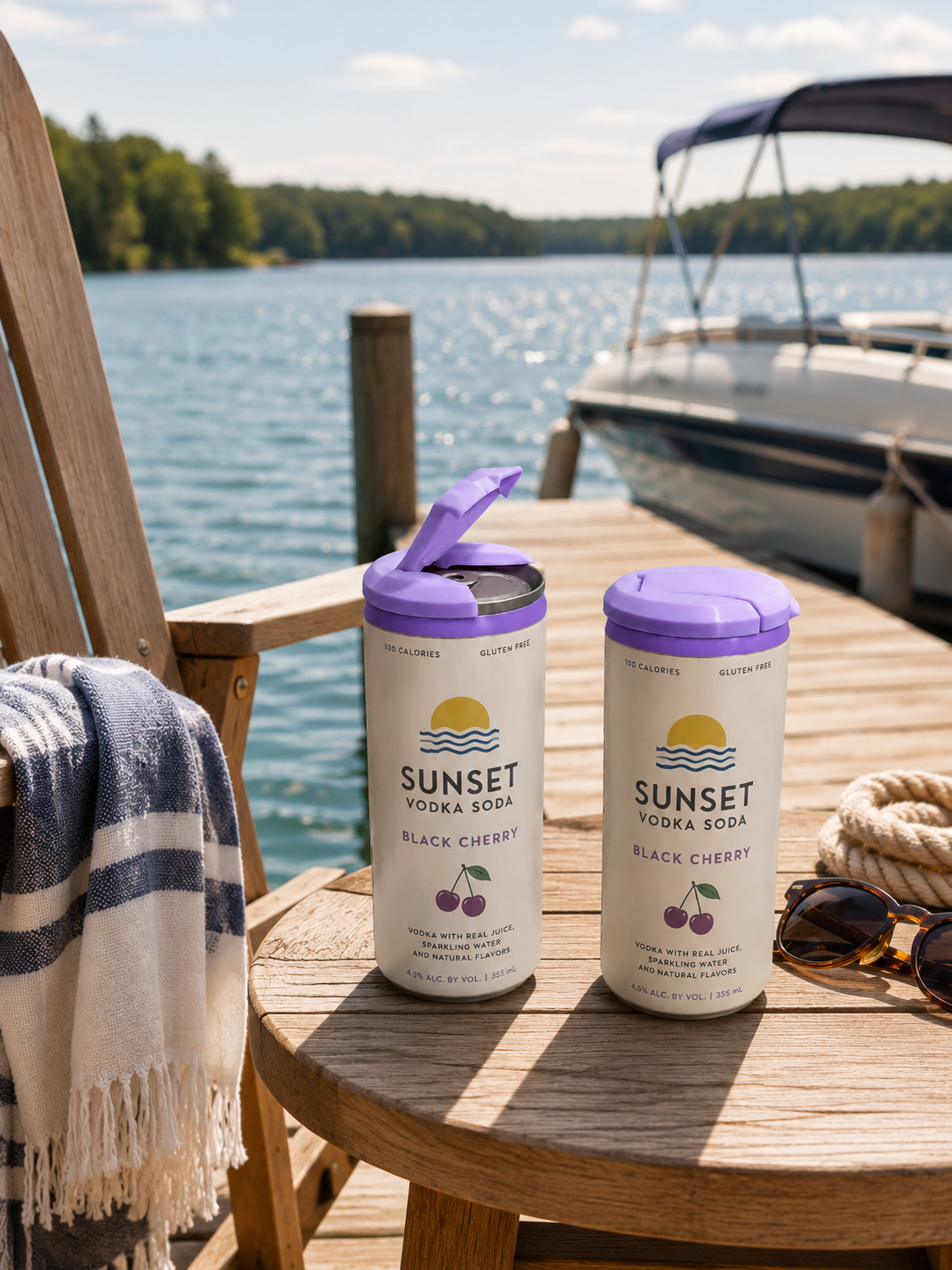 Lavender can lid on dock
