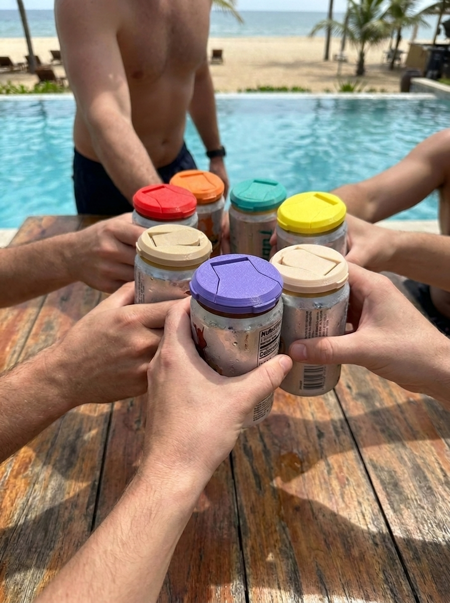 Beach Can Lid Group Cheers - Lifestyle